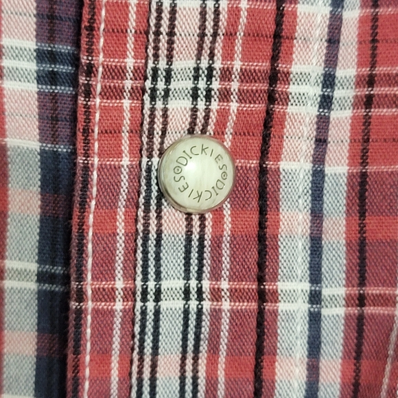 Dickies Western Blue/Red/White Plaid Long Sleeve Snap Front Men's Size XLT - Picture 3 of 10